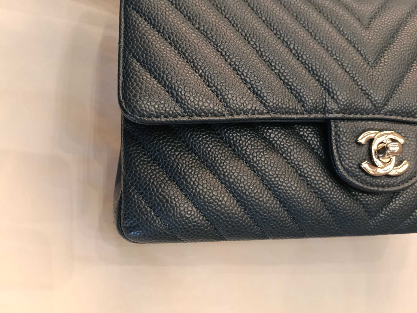 Chanel Medium Chevron Caviar Blue SHW DF #26