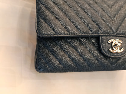 Chanel Medium Chevron Caviar Blue SHW DF #26