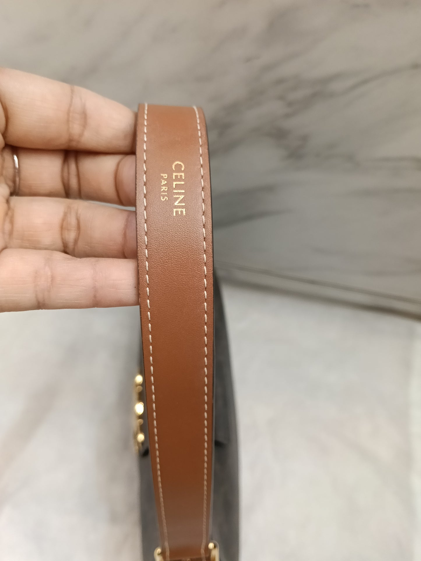 Celine Ava Triomphe Calfskin Tan GHW 2023