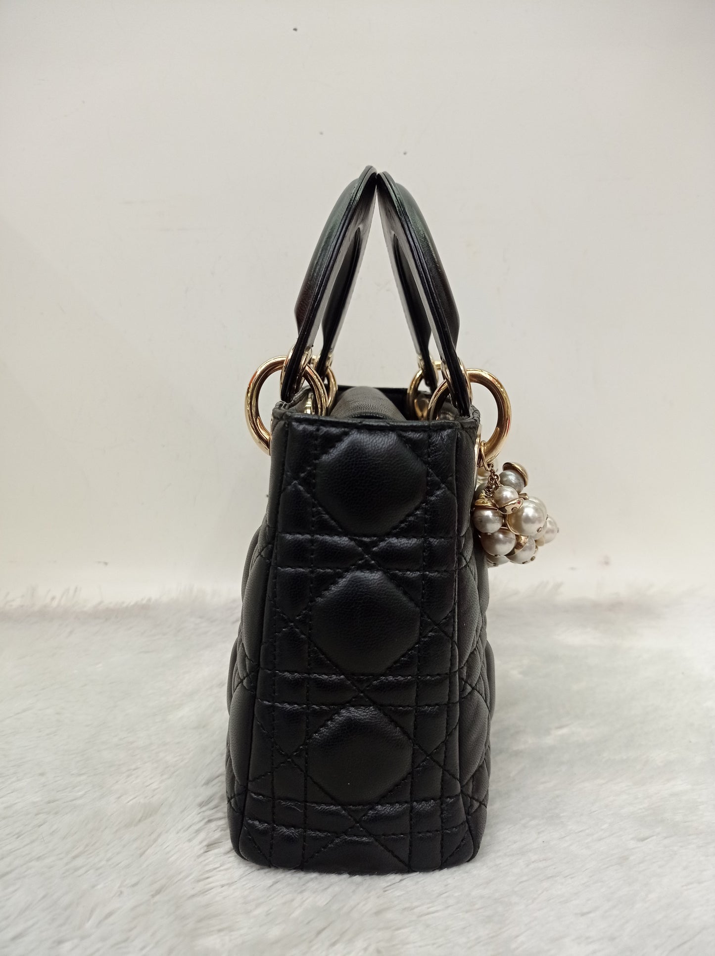 Lady Dior Mini Lamb Pearl Embellished Black GHW 2010