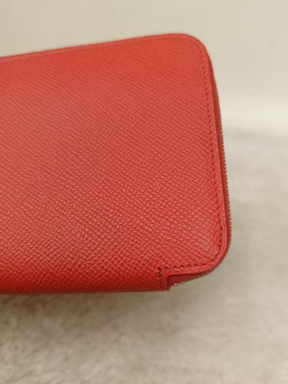Hermes Azap Long Round Zip Wallet Epsom Orange Poppy PHW #T