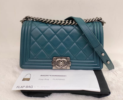 Chanel Boy 25 Lamb Turquoise RHW #19