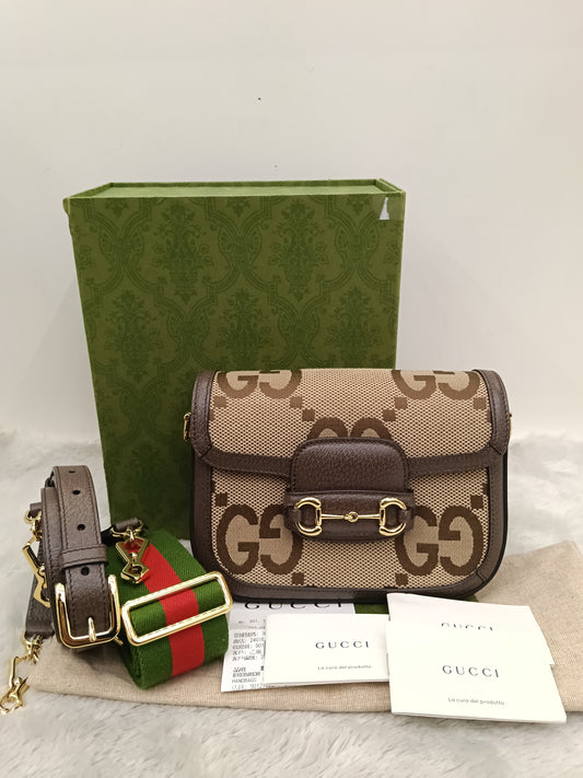 Gucci Horsebit Mini Web Camel Ebony New Acero GHW 2022