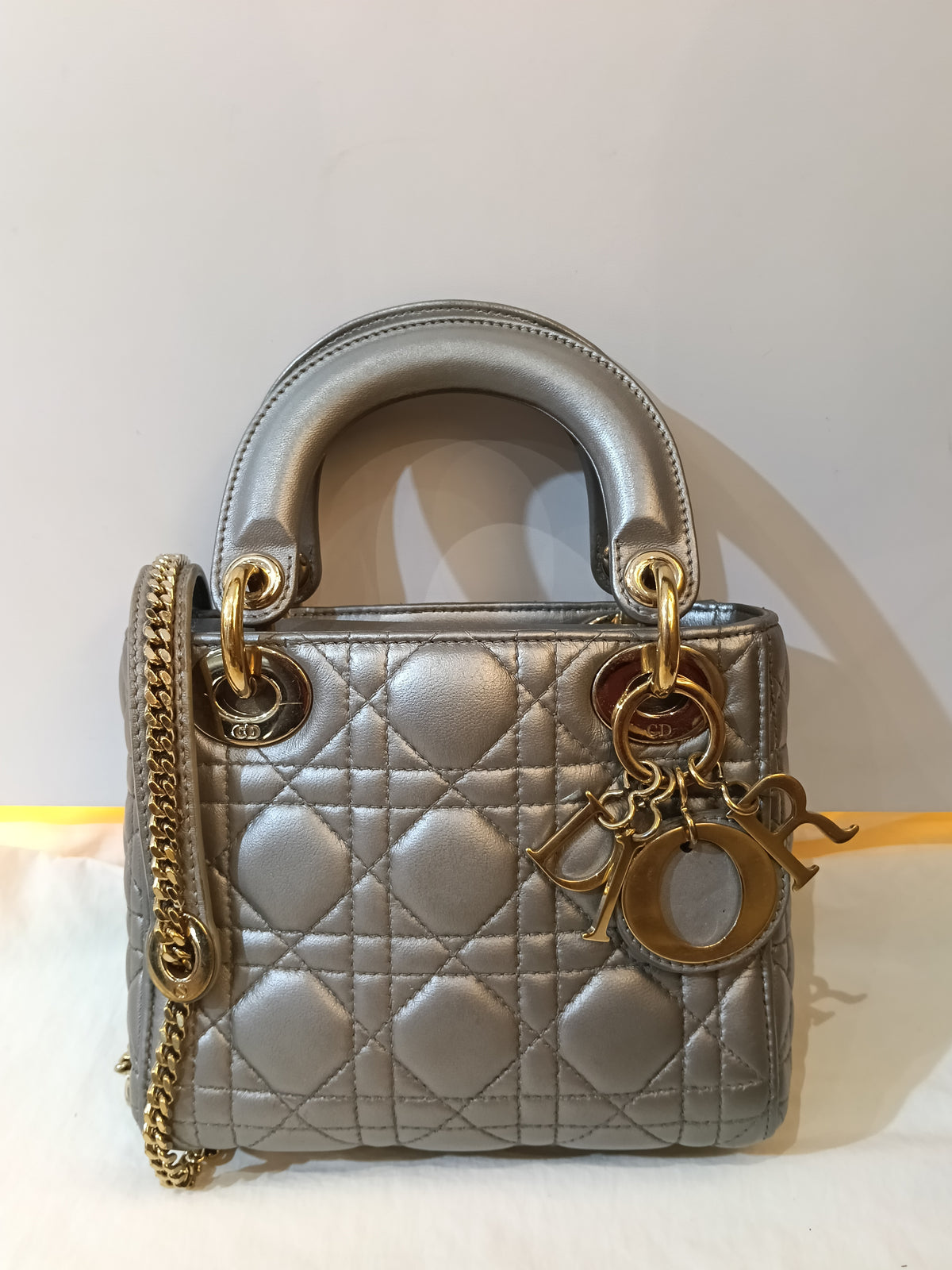 Lady Dior Mini Lamb Silver GHW 2016