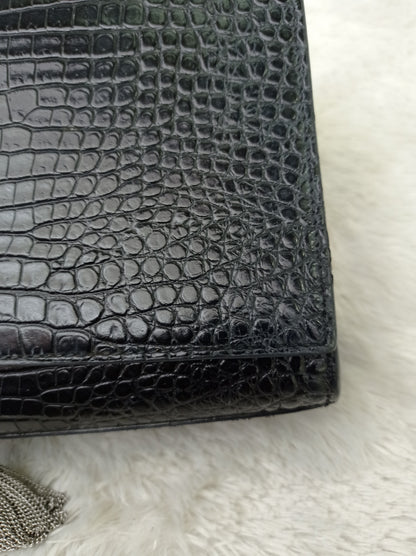 YsL Kate Tassel Medium Croco Embossed Black SHW 2018