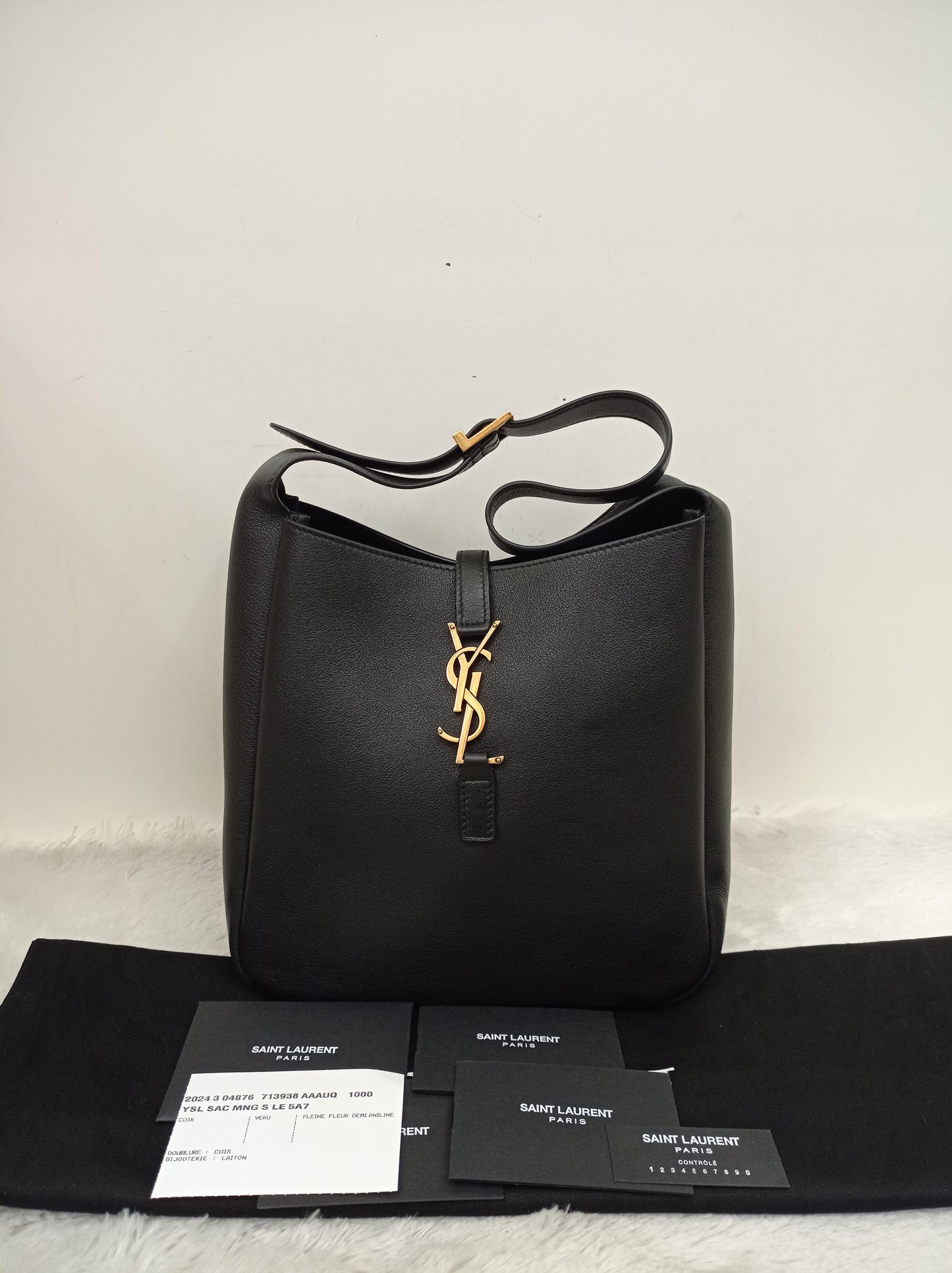 YsL Le 5 A 7 Supple Small Calfskin Black GHW 2024
