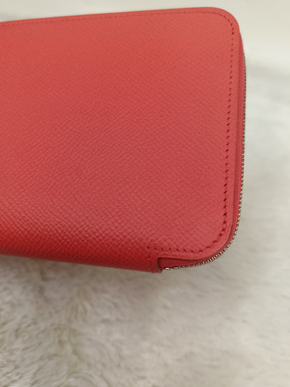 Hermes Azap Long Round Zip Wallet Epsom Orange Poppy PHW #T