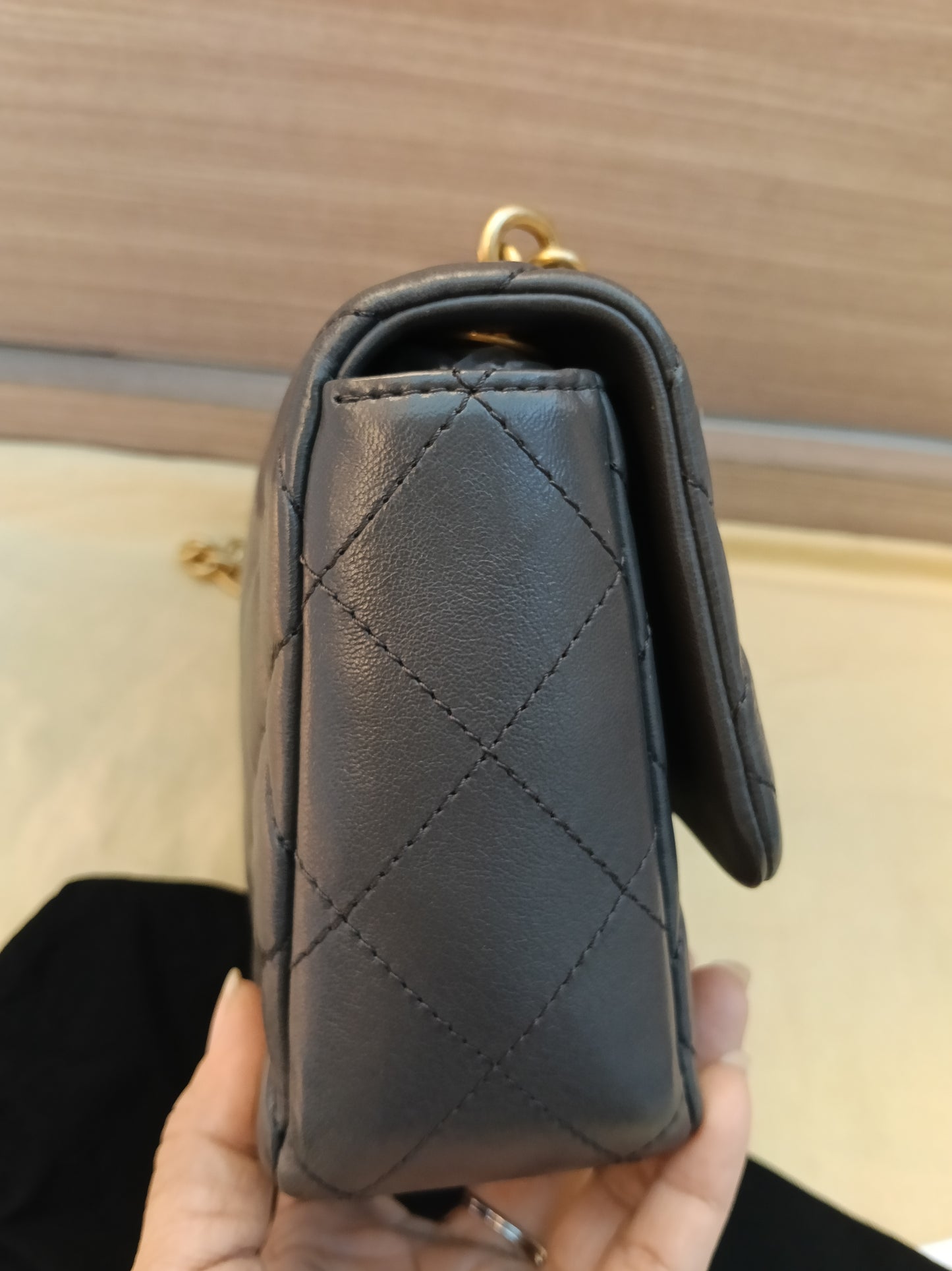Chanel Seasonal Mini Flap Crush on Chain Calfskin Grey GHW (CHIP)