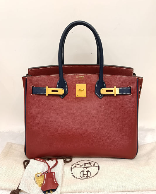 B30 HSS Epsom Rouge Grenat Blue Sapphire GHW #X