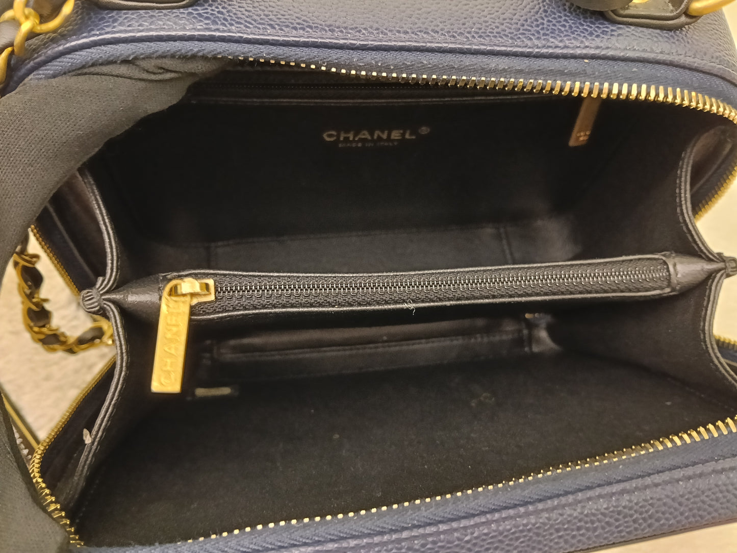 Chanel Filigree Vanity Case Medium Caviar Blue Black GHW #26