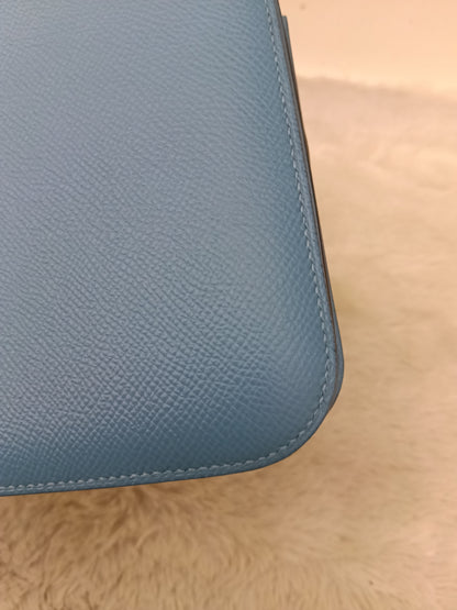 Hermes Constance 18 Epsom Bleu De Nord Rouge De Coeur Enamel PHW #Y