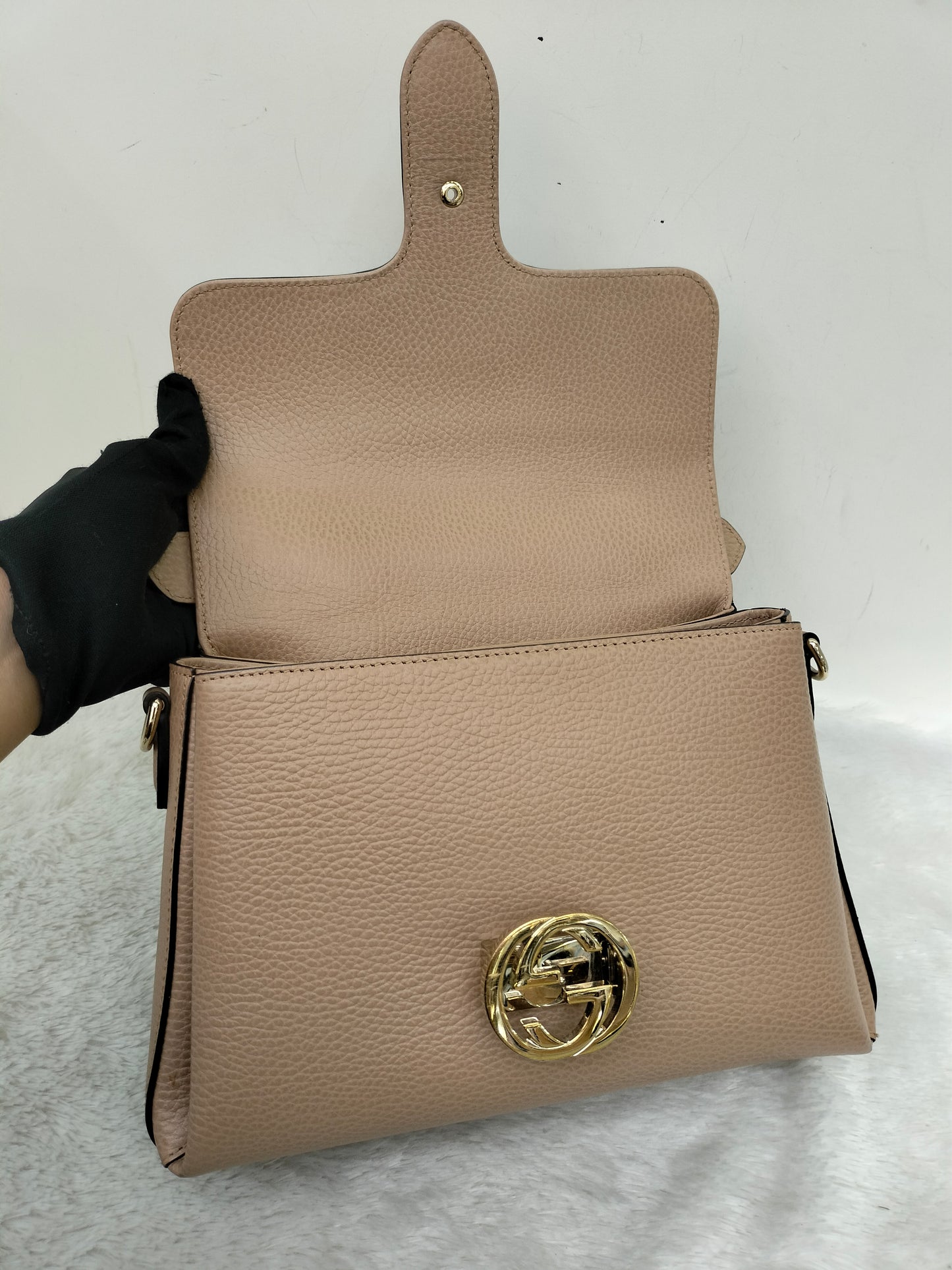 Gucci Interlocking Top Handle Beige GHW