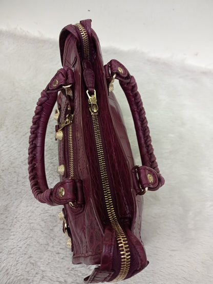 Balenciaga Mini City Giant Croco Burgundy GHW 2016