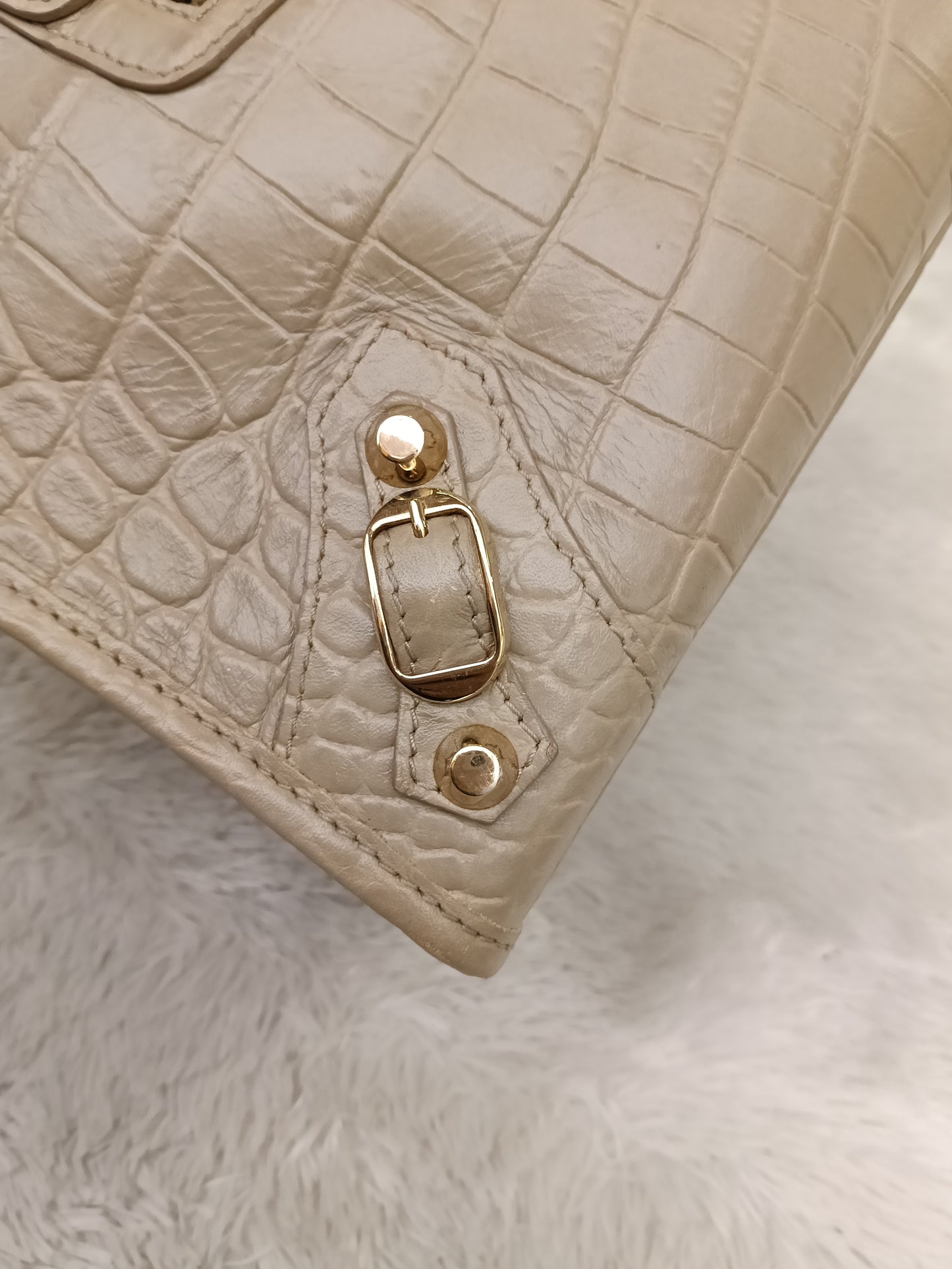 Balenciaga Small City Classic Croco Beige GHW 2018
