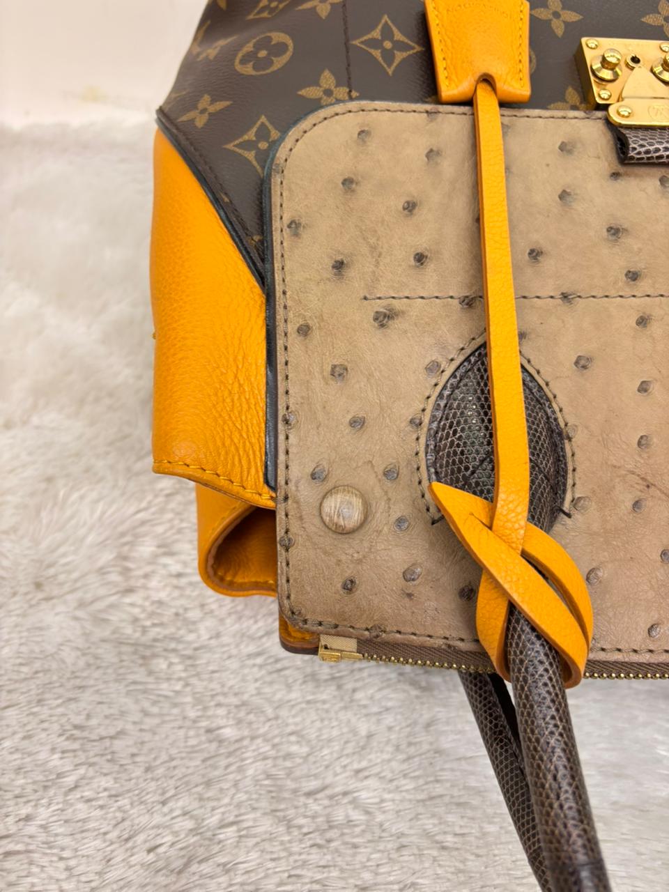 LV Majestueux PM Monogram Exotique Ostrich Lizard Ocre 2013
