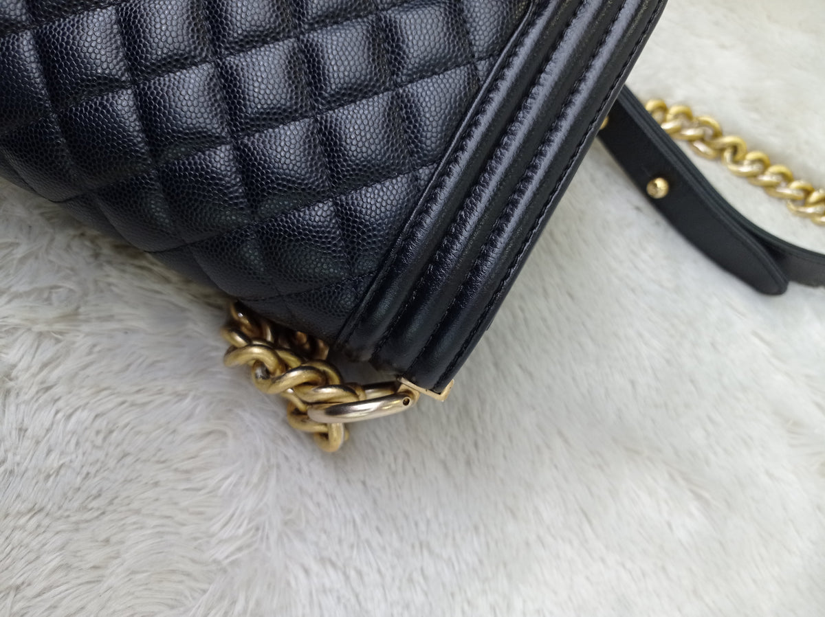 Chanel Boy 20 Caviar Black GHW #28