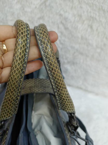 Bottega Veneta Rome Small Lizard Blue