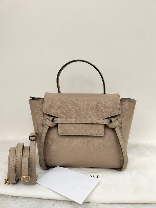 Celine Nano Belt Grained Light Taupe GHW 2021