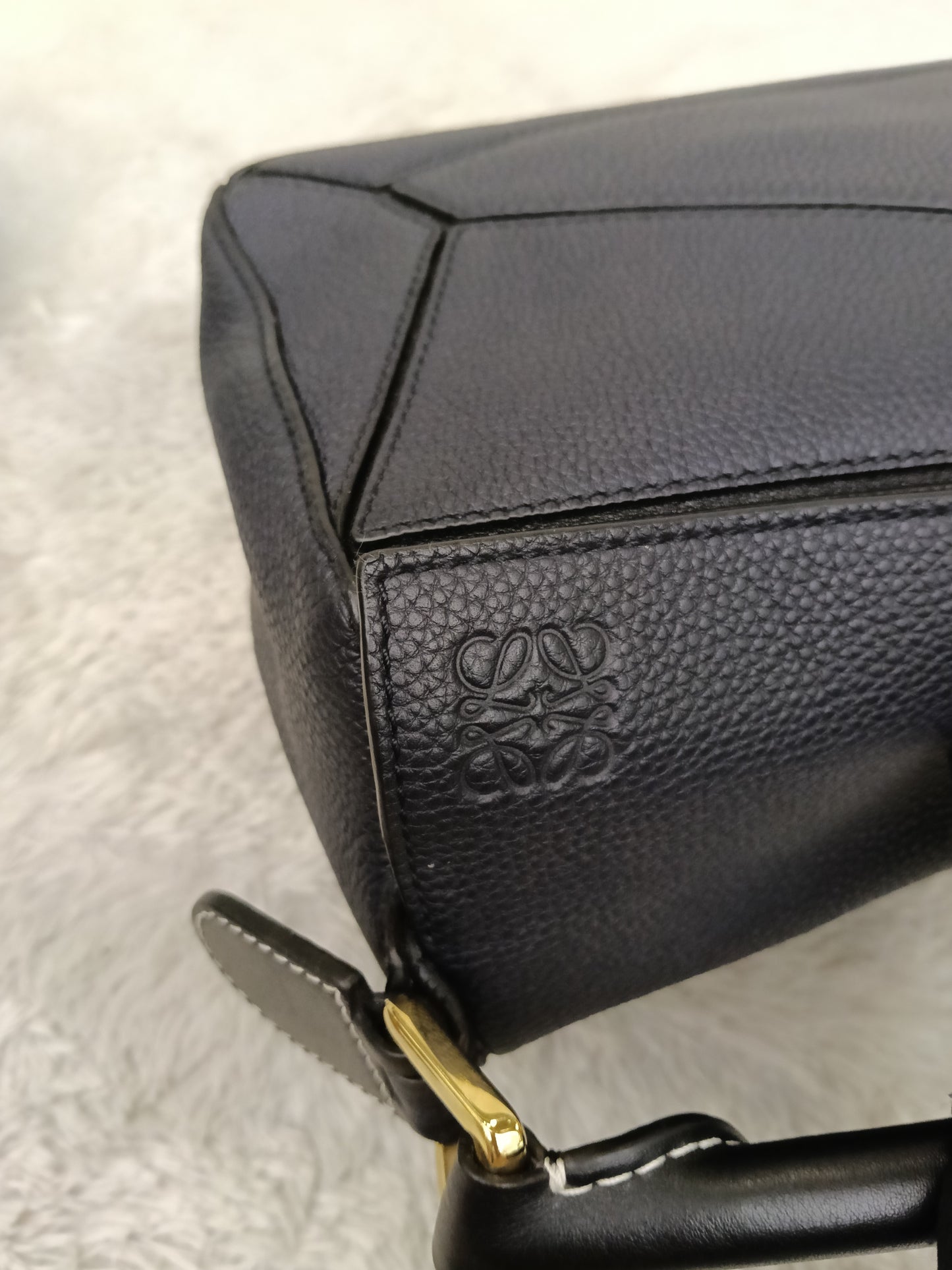 Loewe Puzzle Small Grained Midnight Blue Black GHW 2019