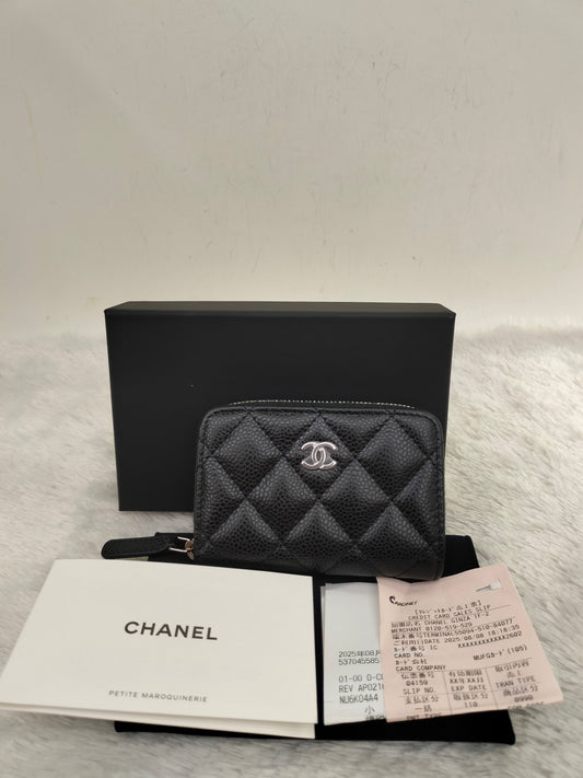 *NEW* Chanel Zippy Card Holder Caviar Black SHW (CHIP)