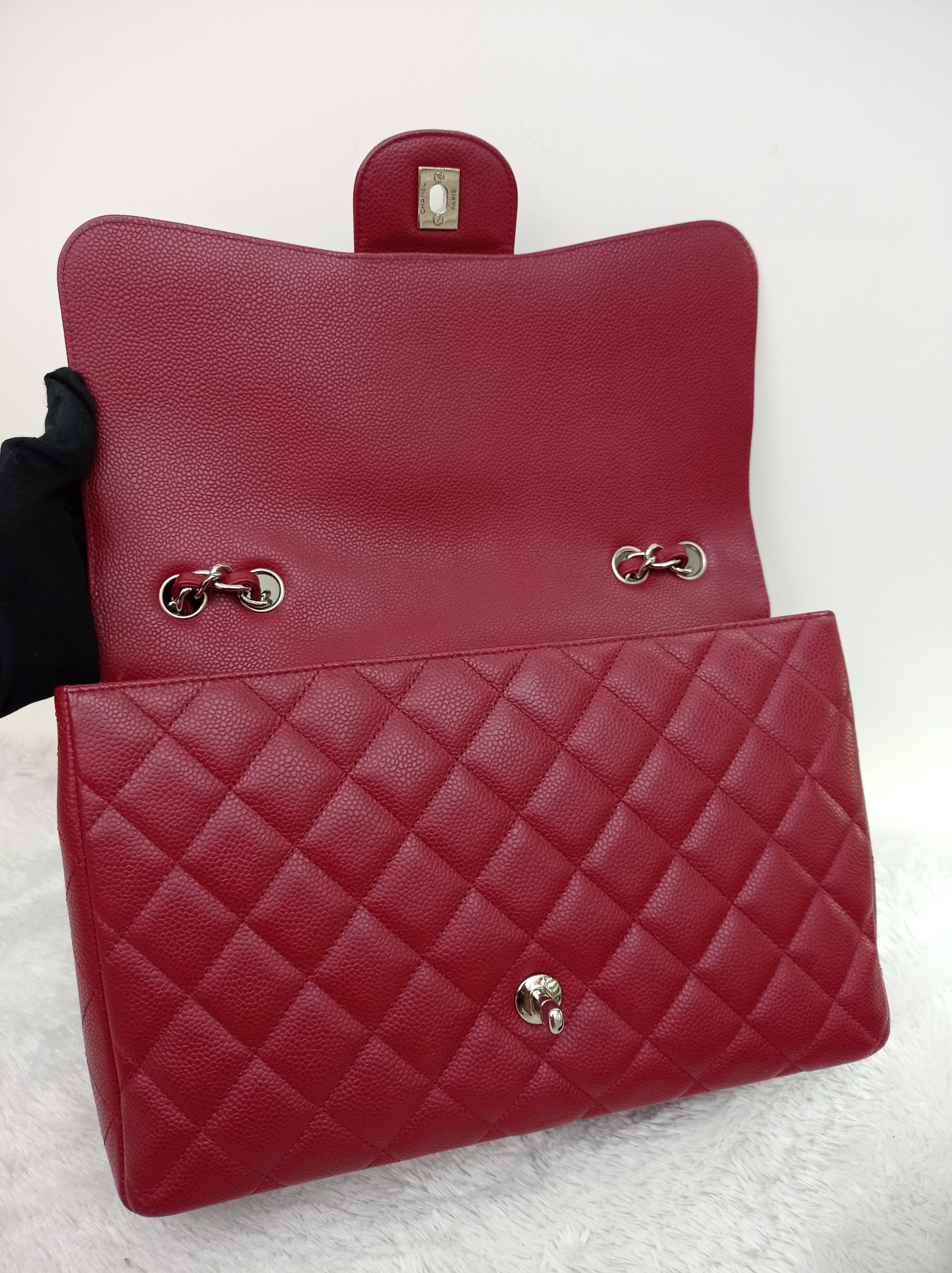 Chanel Jumbo Caviar Red SHW SF #13
