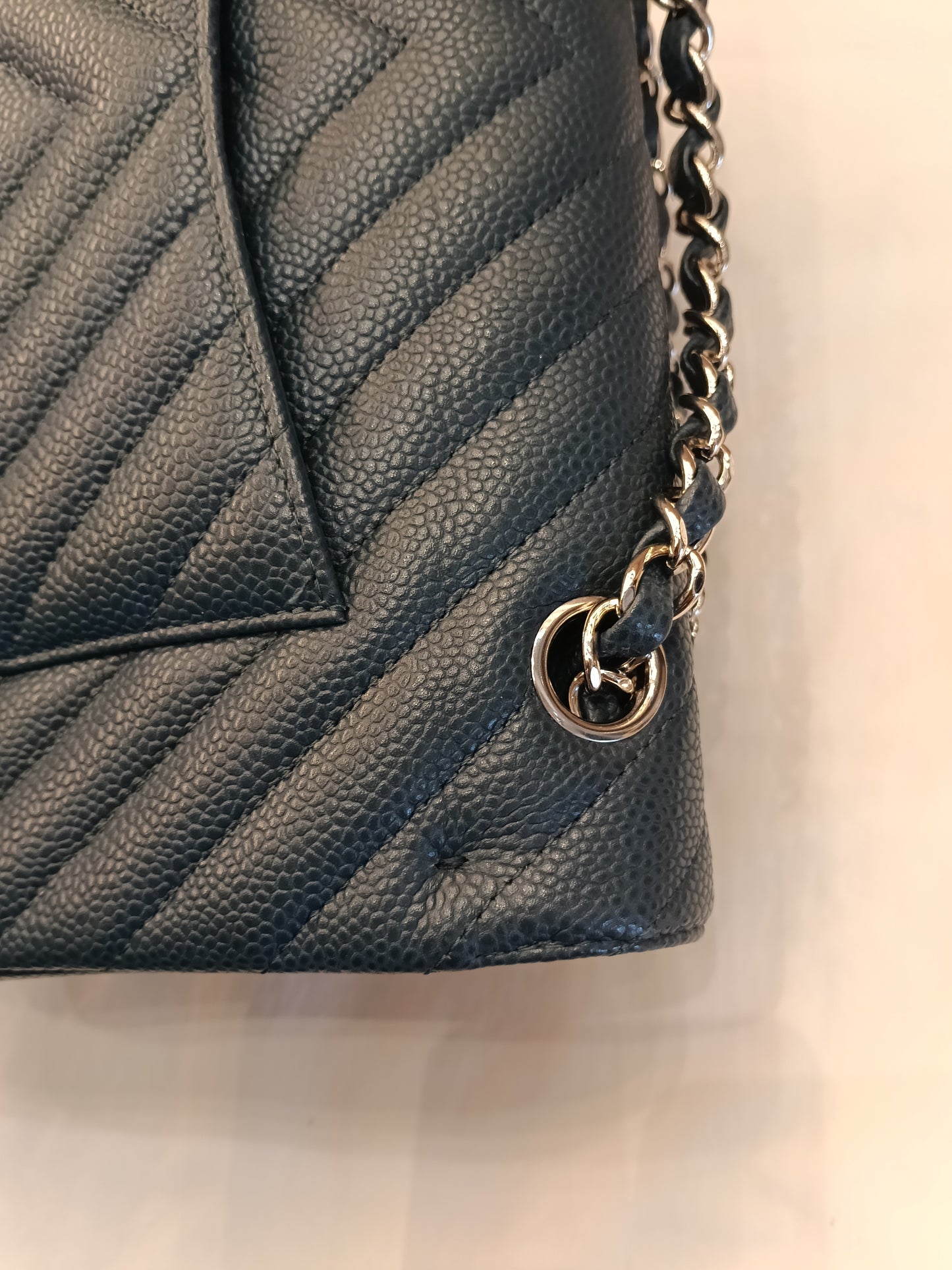 Chanel Medium Chevron Caviar Blue SHW DF #26