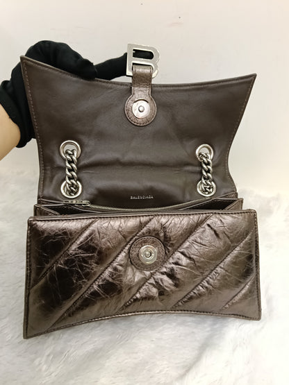 Balenciaga Small Crush Chain Padded Crinkled Dark Bronze SHW 2023