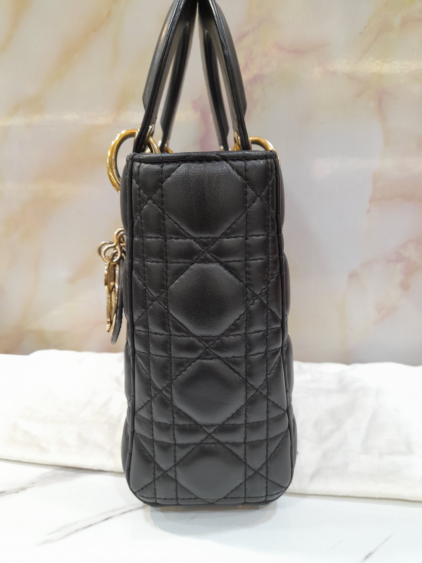 Lady Dior Small Black Lamb GHW 2019   Size 20x17x8cm