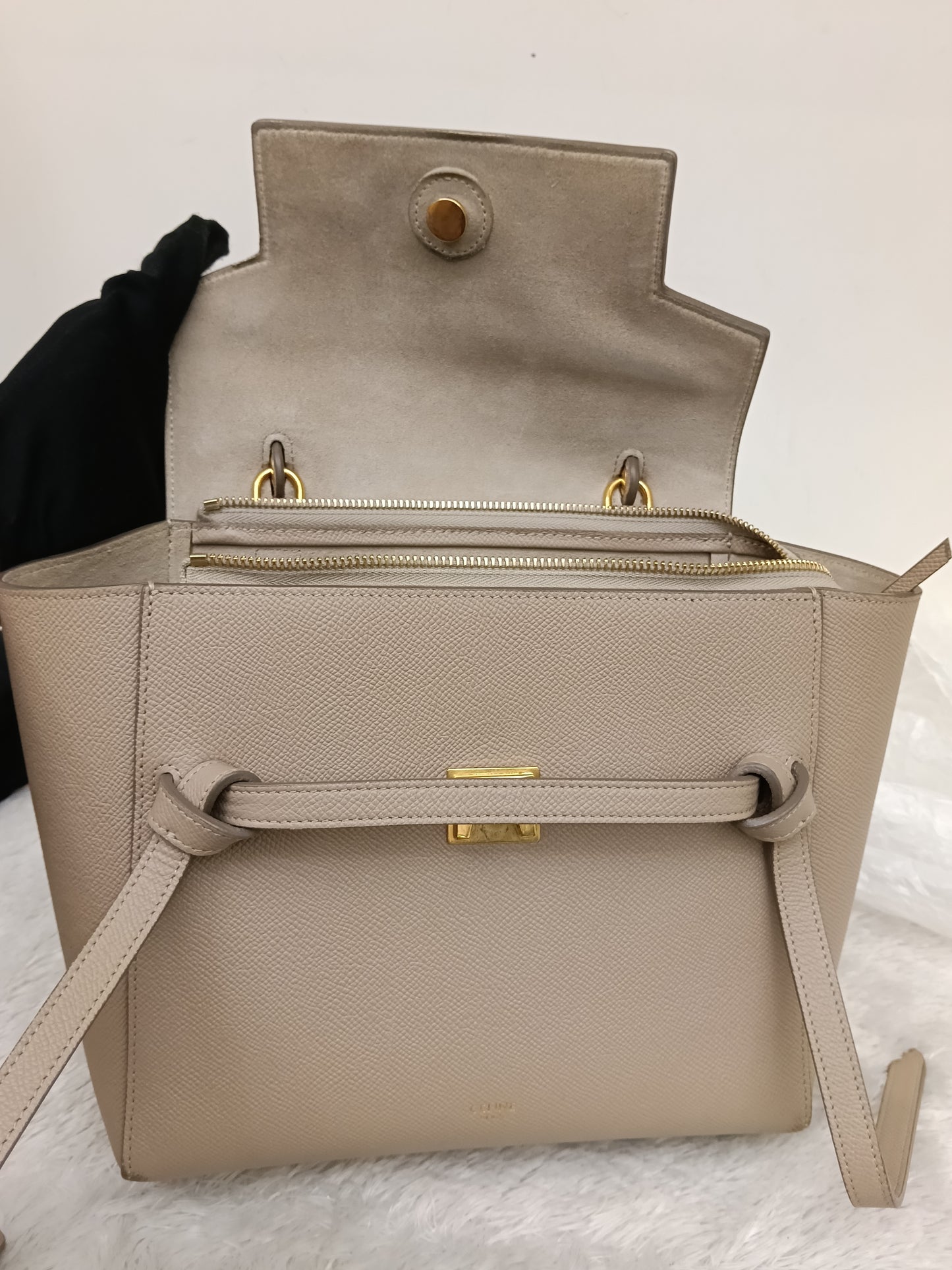 Celine Micro Belt Grained Light Taupe GHW 2021