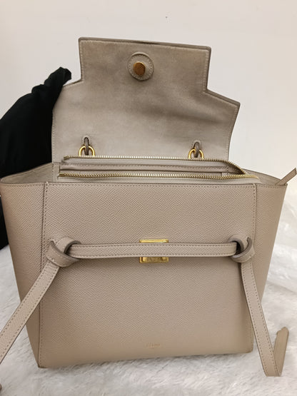 Celine Micro Belt Grained Light Taupe GHW 2021