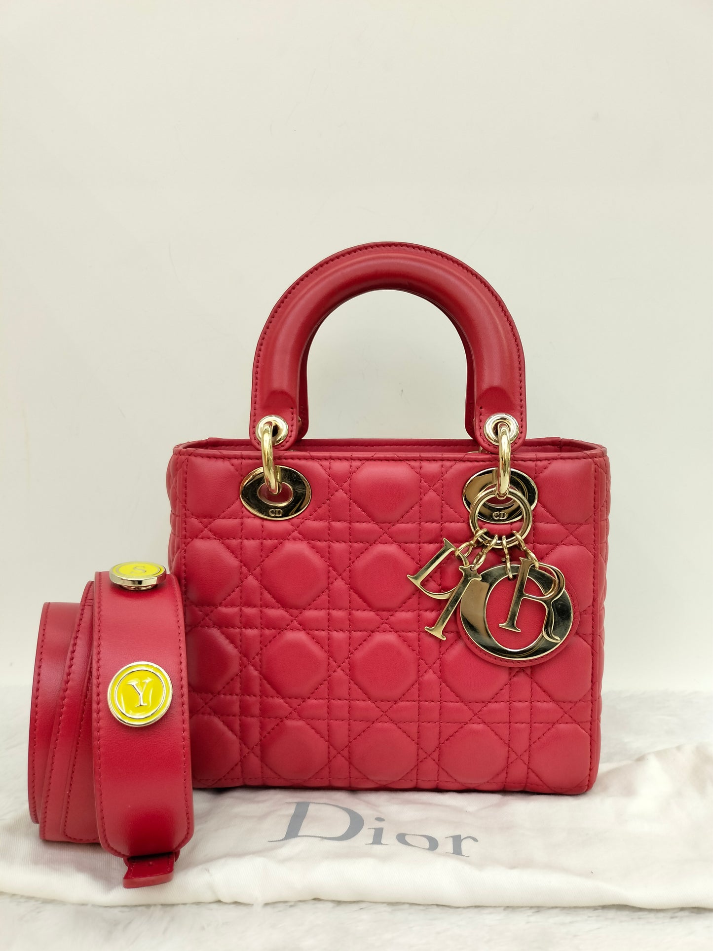 Lady Dior Small Lamb Red GHW 2016