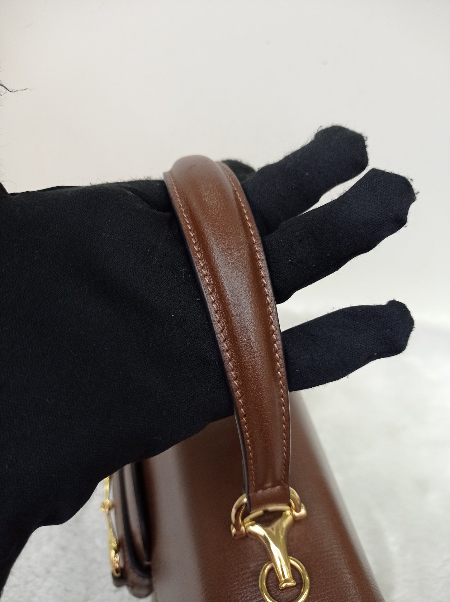 Gucci Top Handle Horsebit Medium Brown GHW