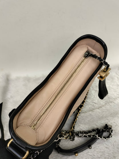 Chanel Gabrielle Small Calfskin Beige Black #26