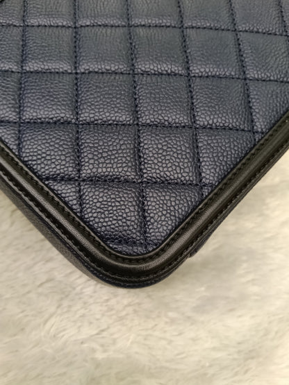 Chanel Filigree Vanity Case Medium Caviar Blue Black GHW #26
