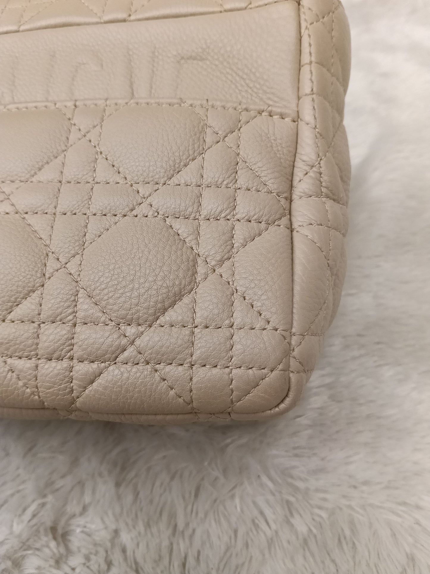 Dior Caro Medium Cannage Powder Beige Enamel Chain GHW 2023