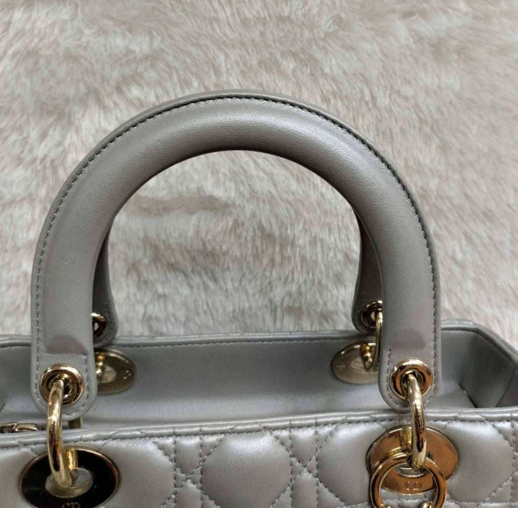 Lady Dior Medium Lamb Grey GHW (Rec 2020)