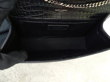 YsL Kate Tassel Medium Croco Embossed Black SHW 2018