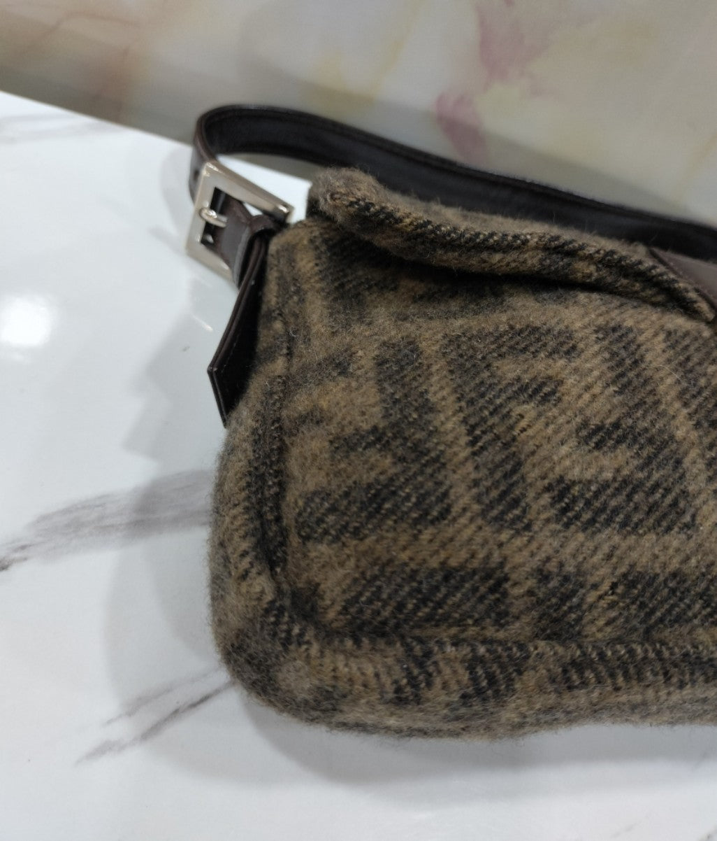 Fendi Zucca Baguette Wool Shoulder SHW