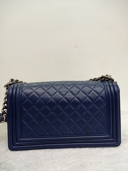 Chanel Boy 25 Lamb Navy Blue RHW #21