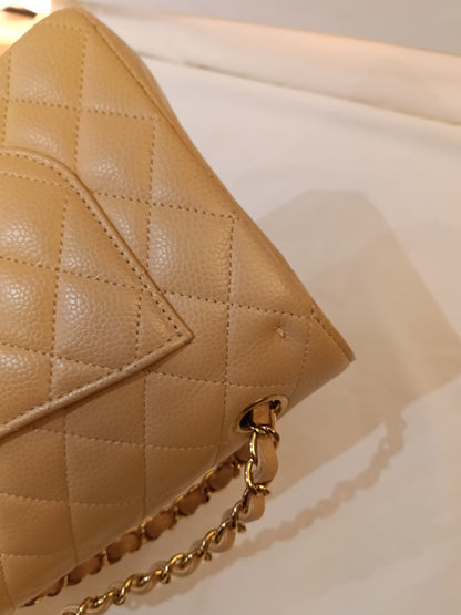 Chanel Small Caviar Beige GHW DF (CHIP)
