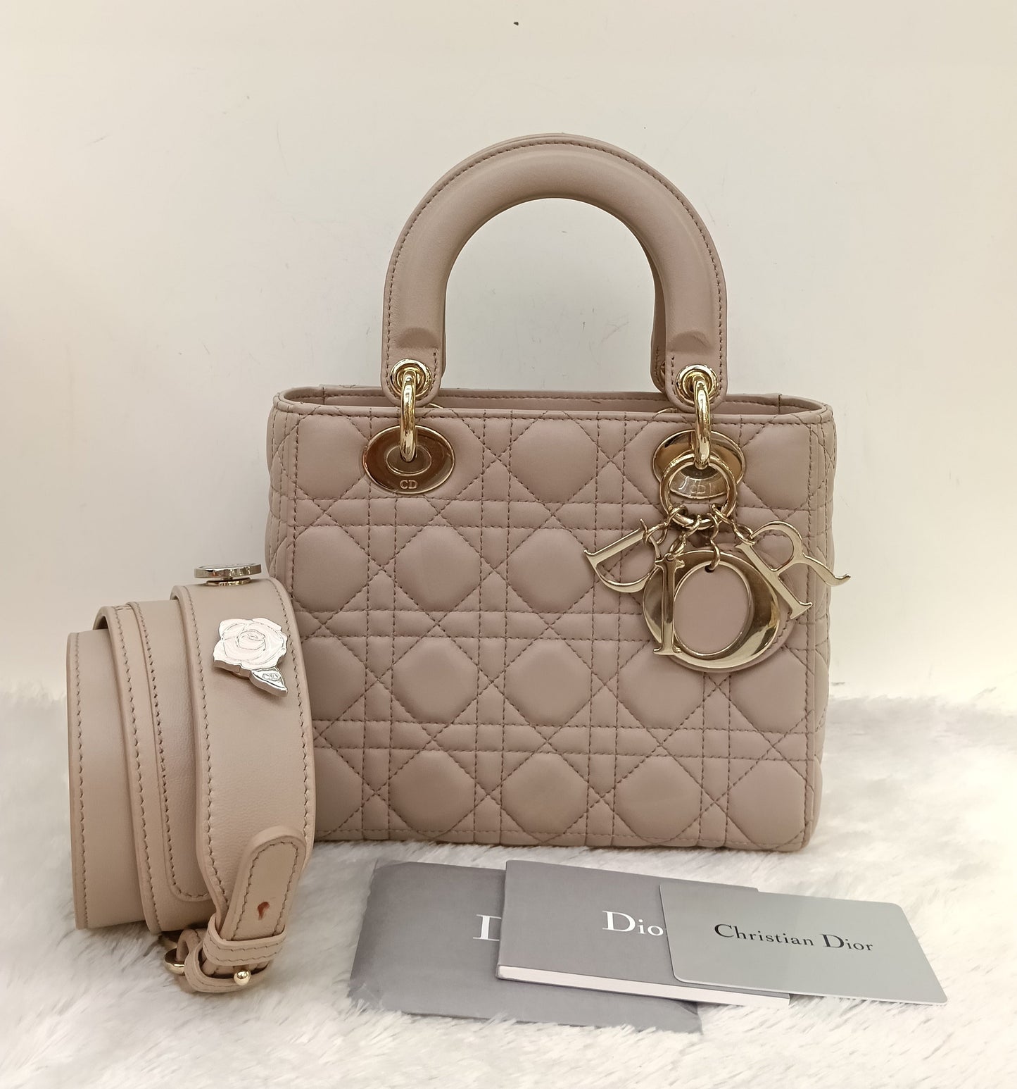 Lady Dior Small Lamb Taupe GHW 2017