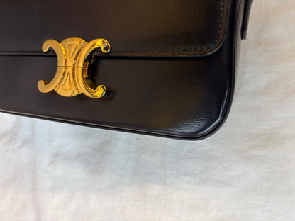 Celine Triomphe Shoulder Calfskin Black GHW 2022