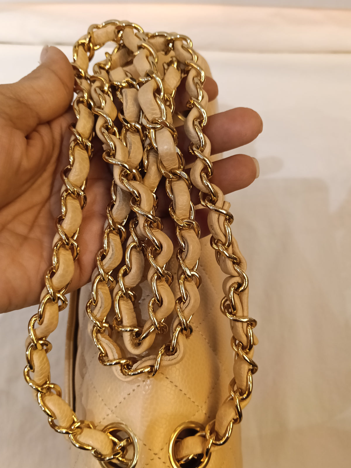 Chanel Small Caviar Beige GHW DF (CHIP)