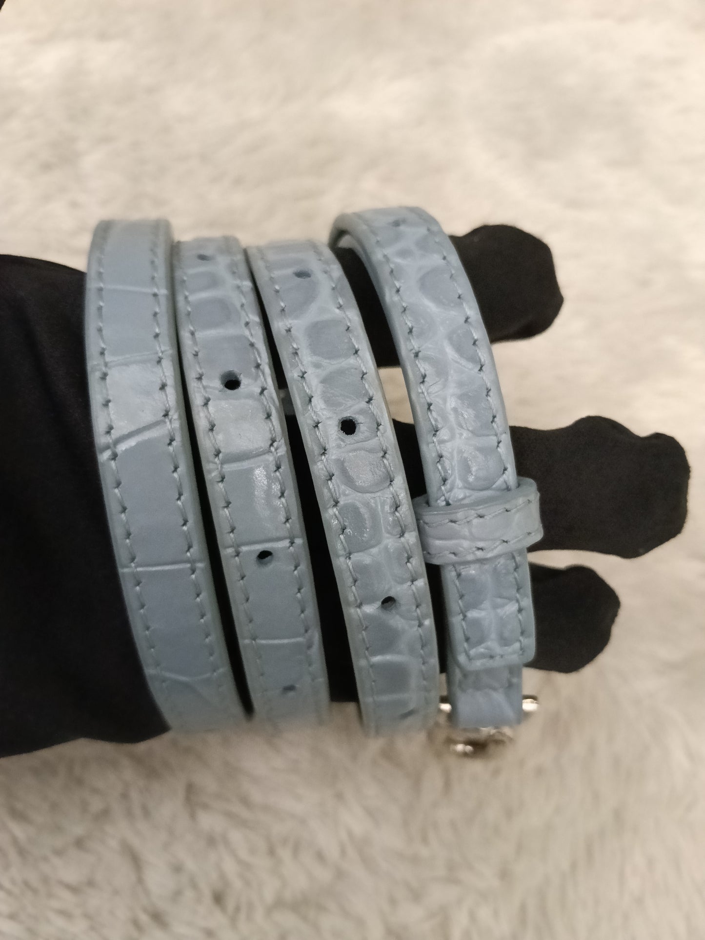 Balenciaga Hourglass XS Top Handle Croco Blue Grey SHW 2021