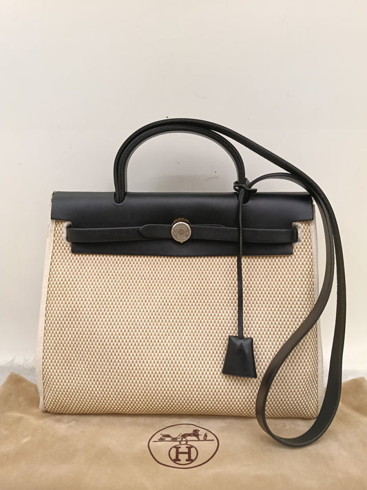 HB31 Toile Beige Flap Black PHW #D square