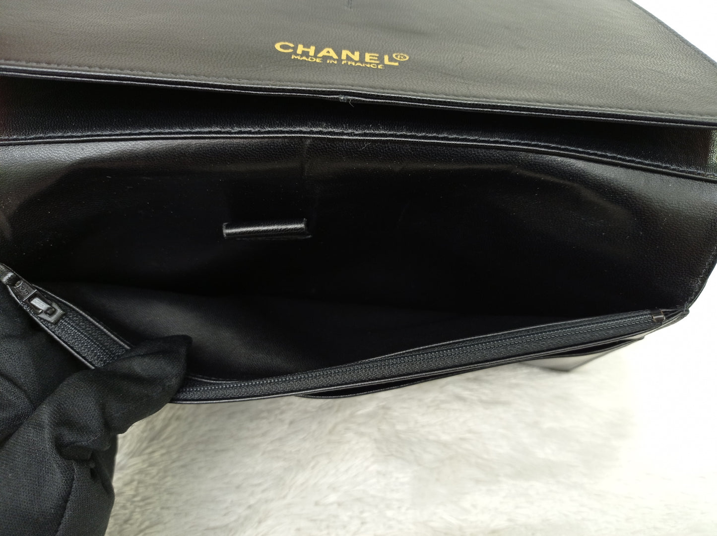 Chanel Clutch Tweed Leather Lamb Chocolate Bar Camelia Black GHW #7