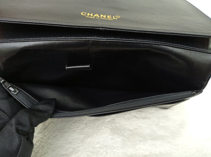 Chanel Clutch Tweed Leather Lamb Chocolate Bar Camelia Black GHW #7