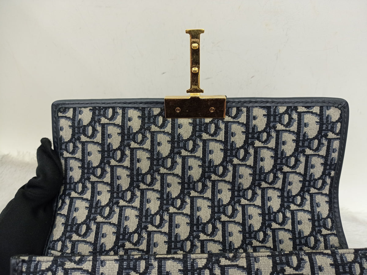 Dior Montaigne 30 Chain Flap Oblique Navy GHW 2020
