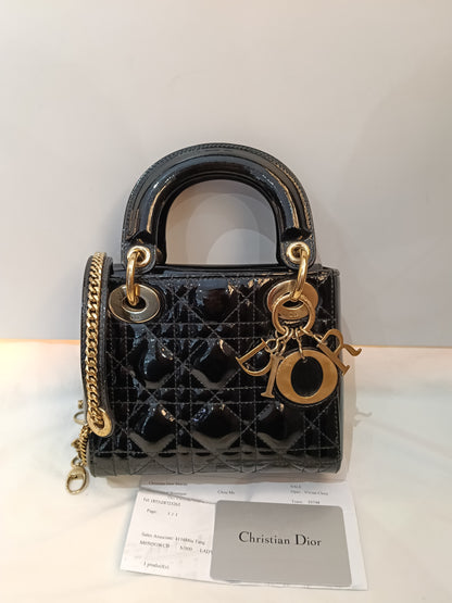 Lady Dior Mini Patent Black GHW 2019