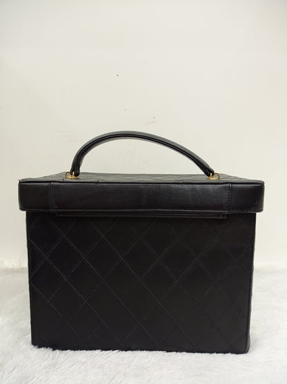 Chanel Vanity Case Box Large Lamb Black Vintage GHW #3